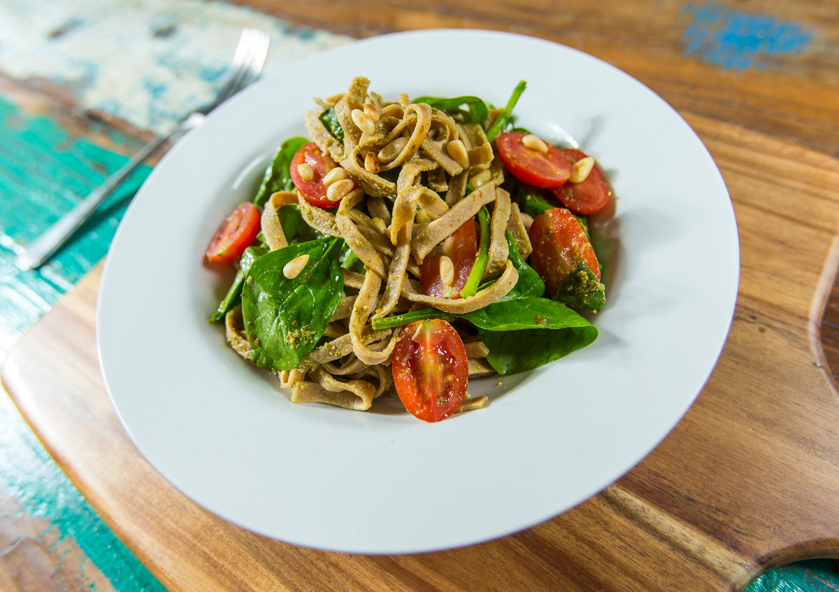 Spinach, Tomato and Pesto Pasta